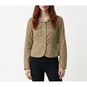 Women’s Denim Jacket Size M Brown Cotton Button Front Live a Little LAL